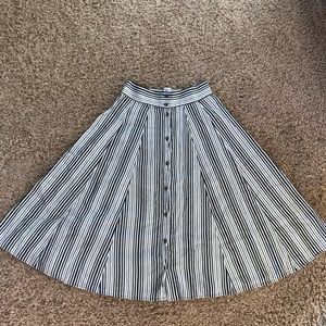 Below the knee striped circle skirt